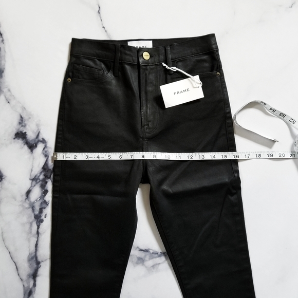 Frame Ali High Rise Cigarette Jean in Noir Coated - Picture 7 of 14